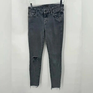 MOTHER The looket ankle fray faded black jeans B201